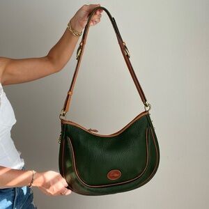 Dooney & Bourke Dark Green and Tan Shoulder Bag